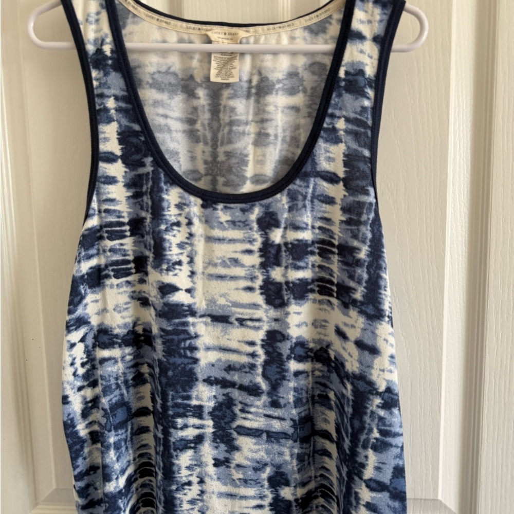 Lucky Brand Blue and White Tie-Dye Sleeveless Tank